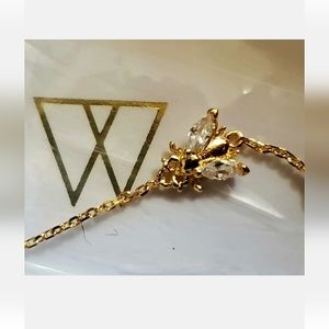 PDPAOLA Silver Gold Plated Foot Chain With Fly Charm Embellished. Italian Silver